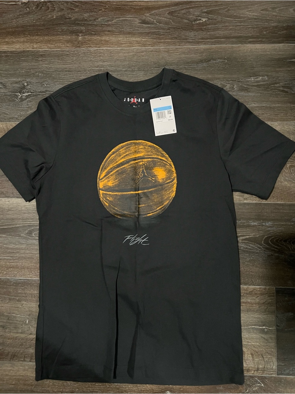 Jordan Black Short-Sleeve Tee with Gold Basketball Graphic